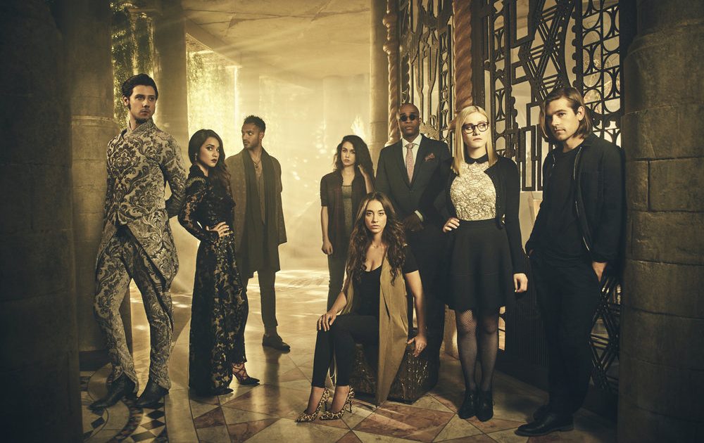 3 Books to Read if You Love The Magicians | THE MAGICIANS -- Season:2 -- Pictured: (l-r) Hale Appleman as Eliot, Summer Bishil as Margo, Arjun Gupta as Penny, Jade Tailor as Kady, Stella Maeve as Julia, Rick Worthy as Dean Fogg, Olivia Taylor Dudley as Alice, Jason Ralph as Quentin -- (Photo by: Jason Bell/Syfy)