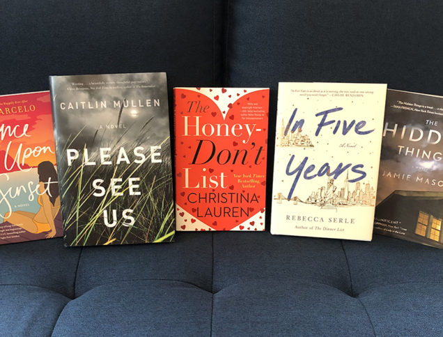 Five March Books on Couch