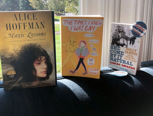 October books on a couch