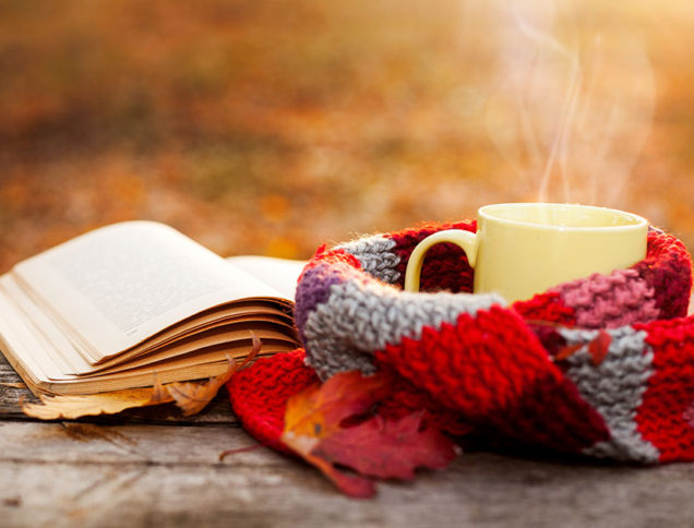 Books and coffee on a fall day